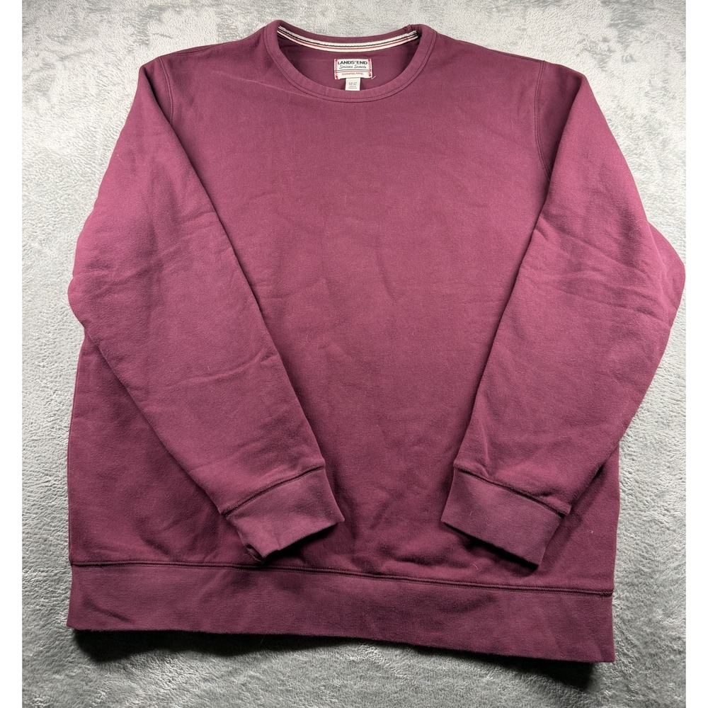 Lands' End Serious Sweats Sweatshirt Men's XXL Tall Burgundy Crewneck